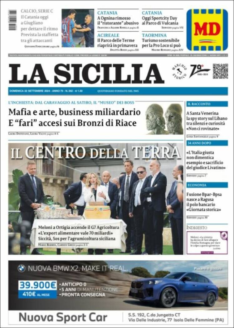 Portada de La Sicilia (Italia)
