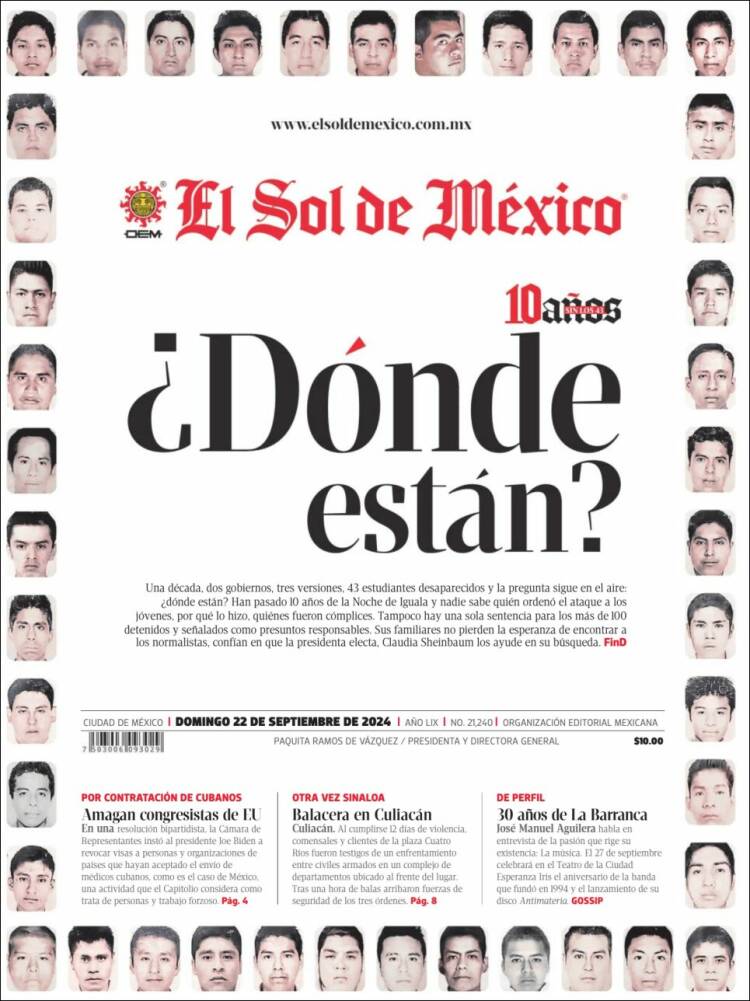 Portada de El Sol de México (México)