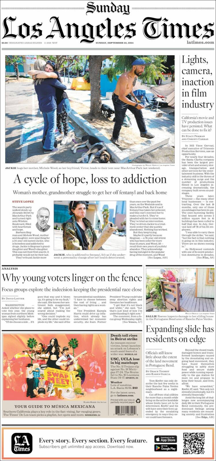 Portada de Los Angeles Times (USA)