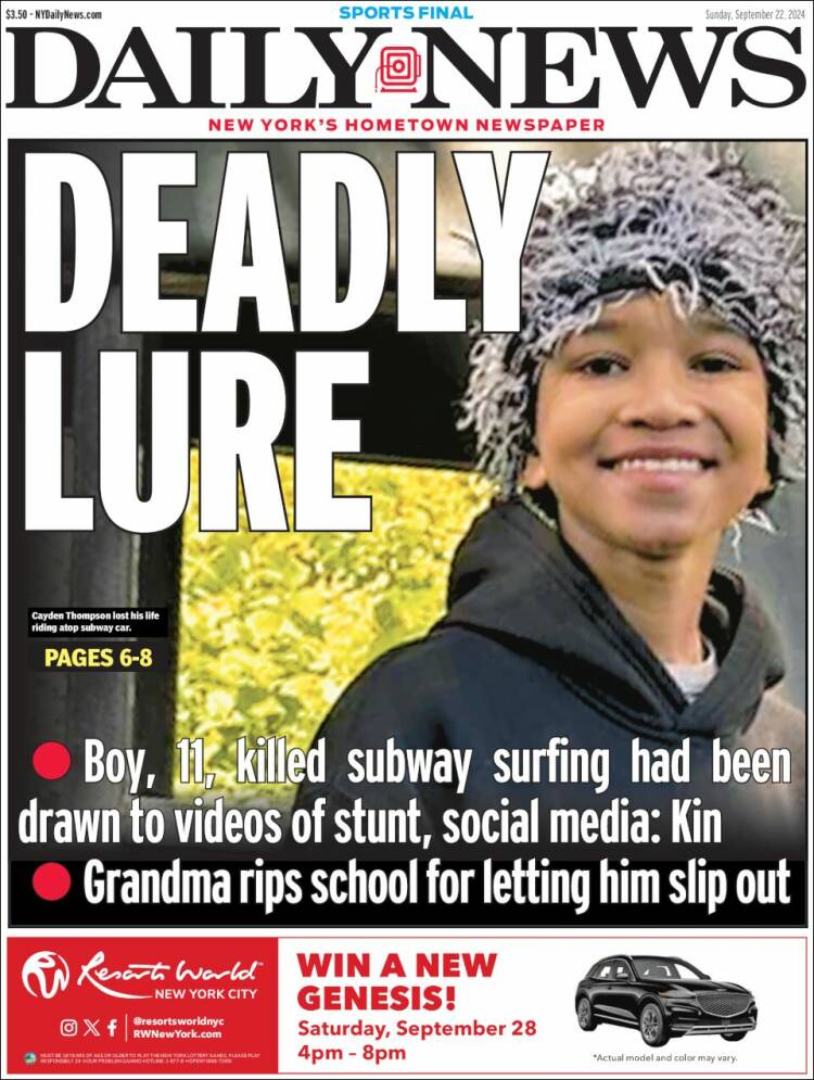 Portada de Daily News - New York (USA)