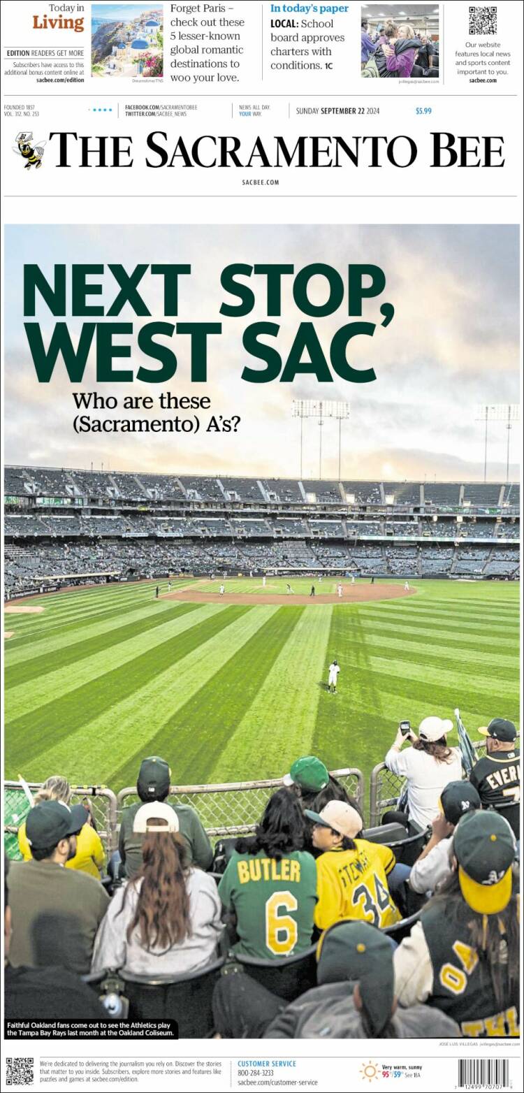 Portada de The Sacramento Bee (USA)