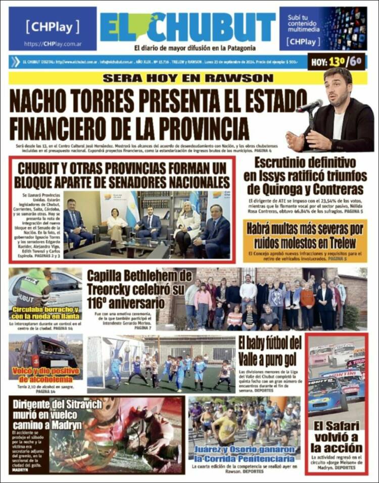 Portada de El Chubut (Argentina)