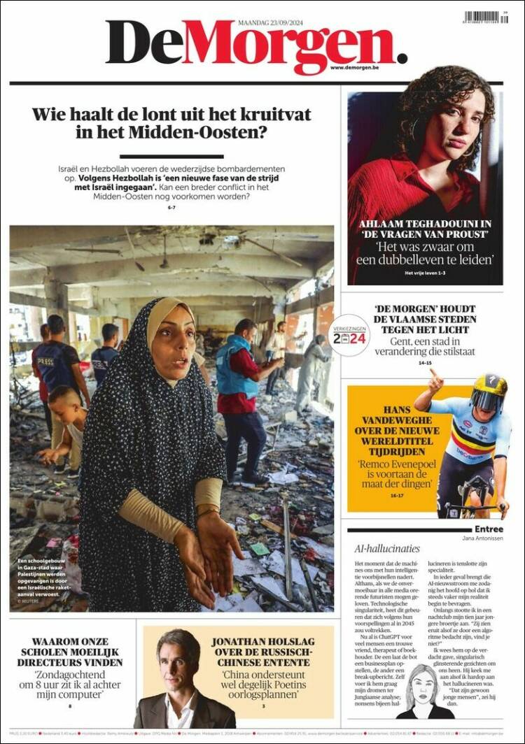 Portada de De Morgen (B&eacute;lgica)