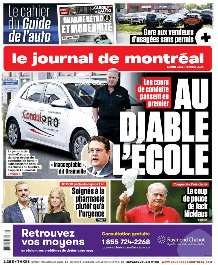 Portada de Le Journal de Montréal (Canadá)