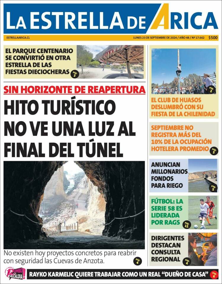 Portada de La Estrella de Arica (Chile)