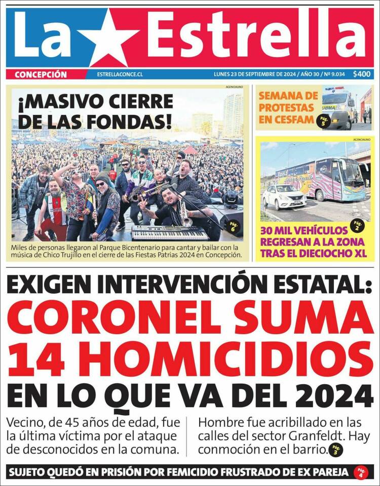 Portada de La Estrella de Concepción (Chile)