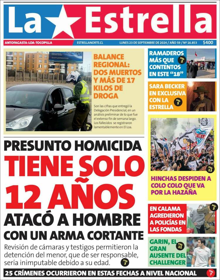 Portada de La Estrella del Norte (Chile)