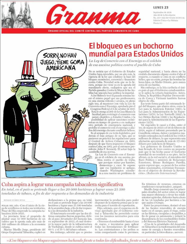 Portada de Granma (Cuba)