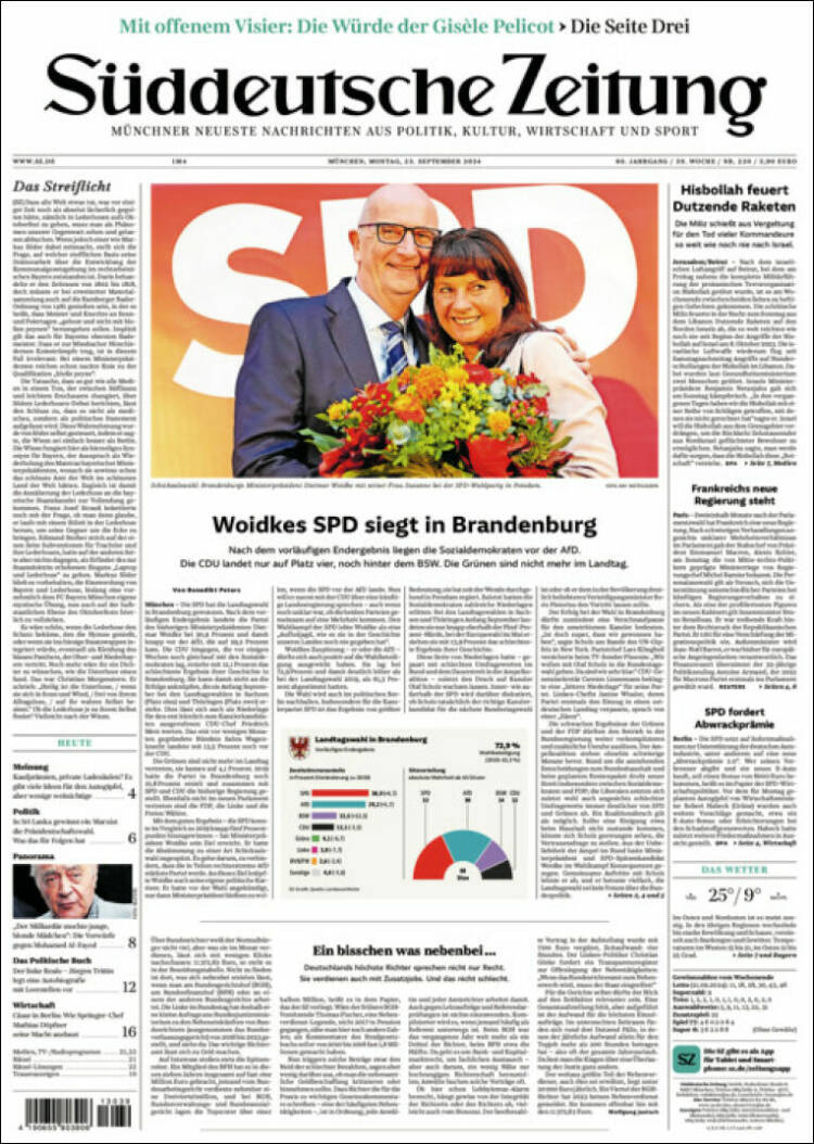 Portada de Sueddeutsche (Alemania)