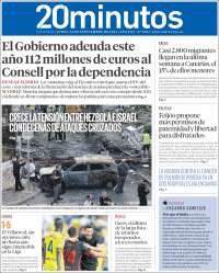 Portada de 20 Minutos - Valencia (España)