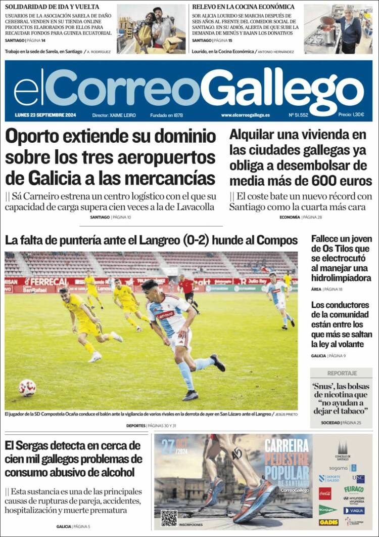 Portada de El Correo Gallego (España)