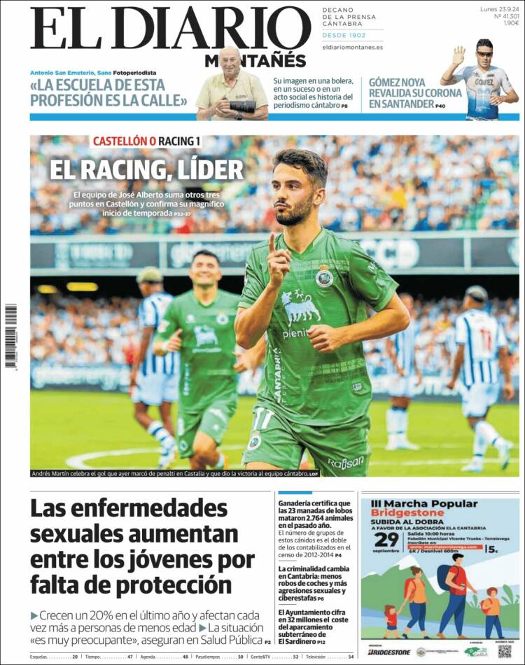 Portada de El Diario Montañés (España)