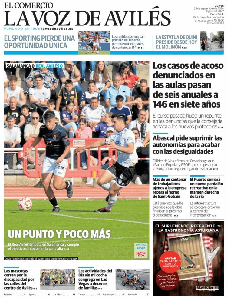 Portada de El Comercio - Avilés (España)