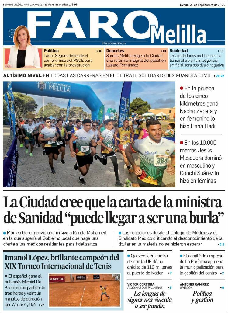 Portada de El Faro de Melilla (España)