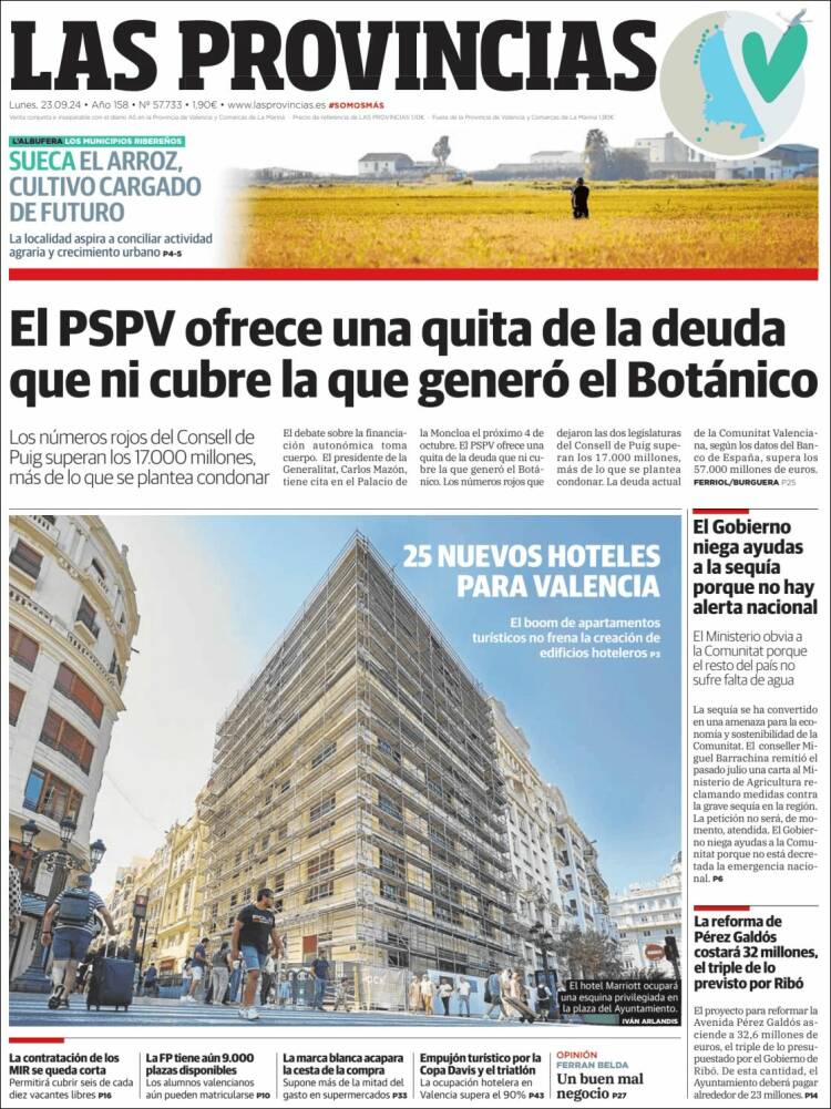 Portada de Las Provincias (España)
