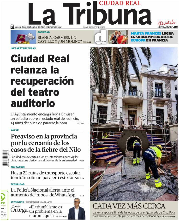 Portada de La Tribuna de Ciudad Real (España)