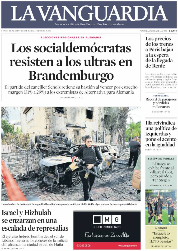 Portada de La Vanguardia (España)