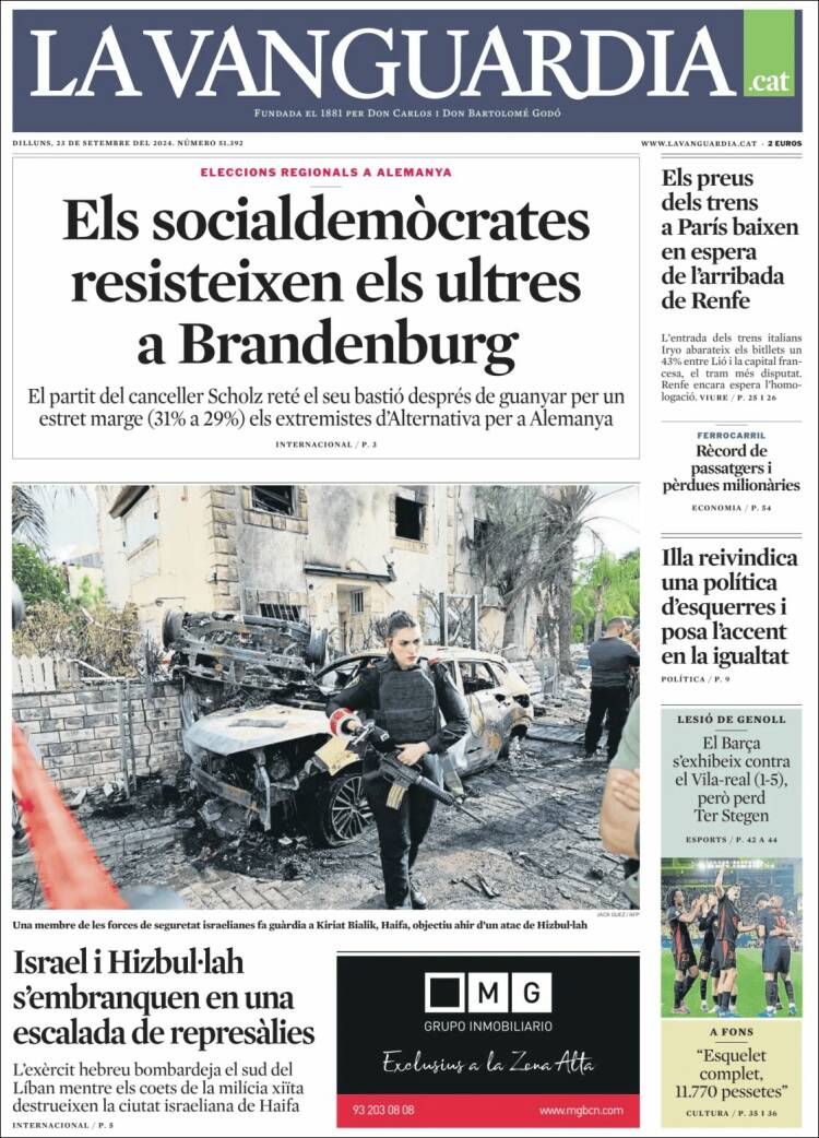 Portada de La Vanguardia (España)