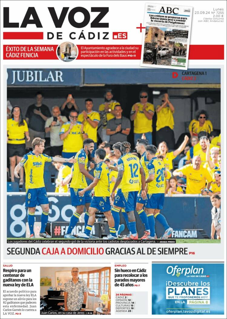 Portada de La Voz de Cádiz (España)