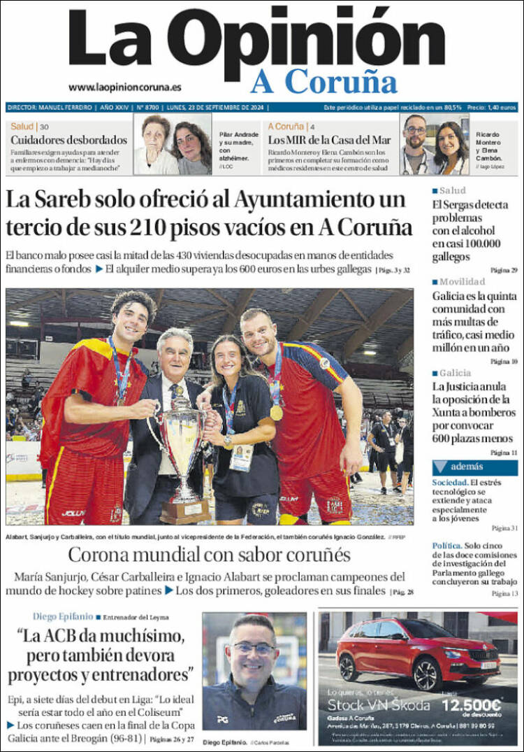 Portada de La Opinión de A Coruña (España)