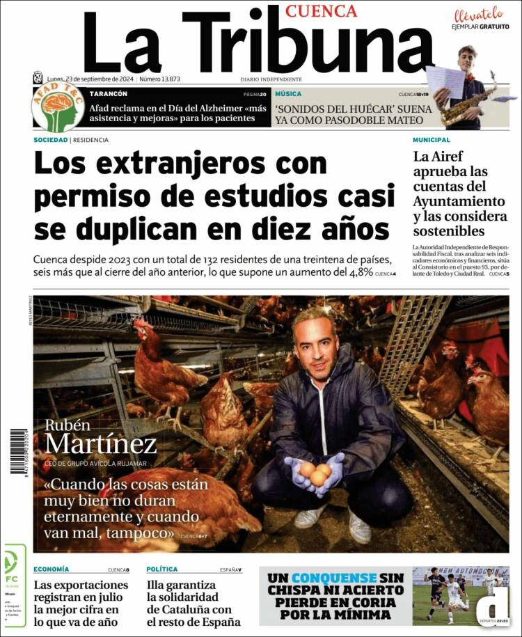 Portada de La Tribuna de Cuenca (España)