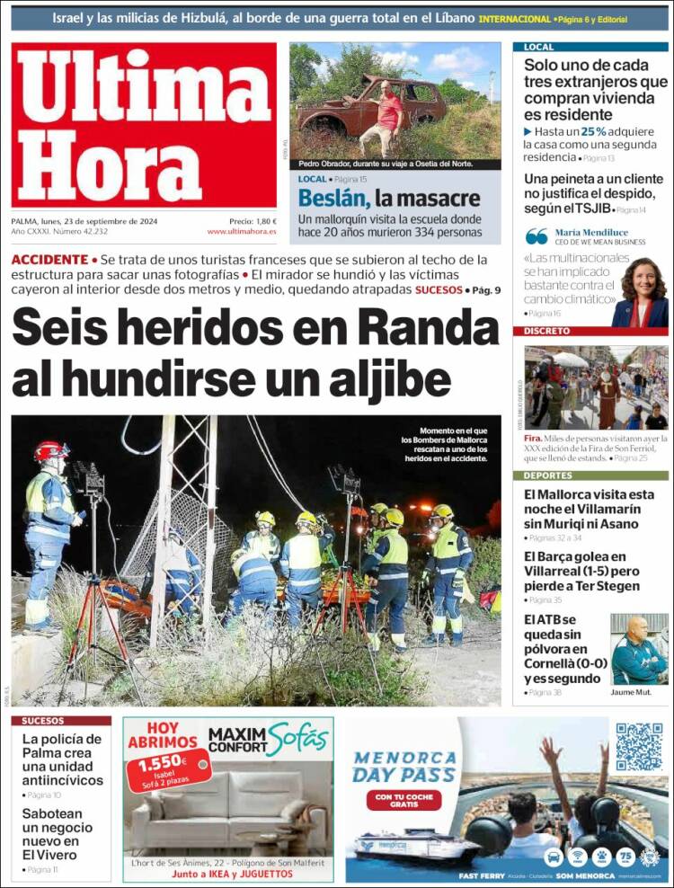 Portada de Última Hora (España)