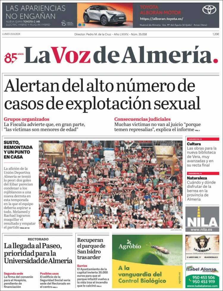 Portada de La Voz de Almería (España)