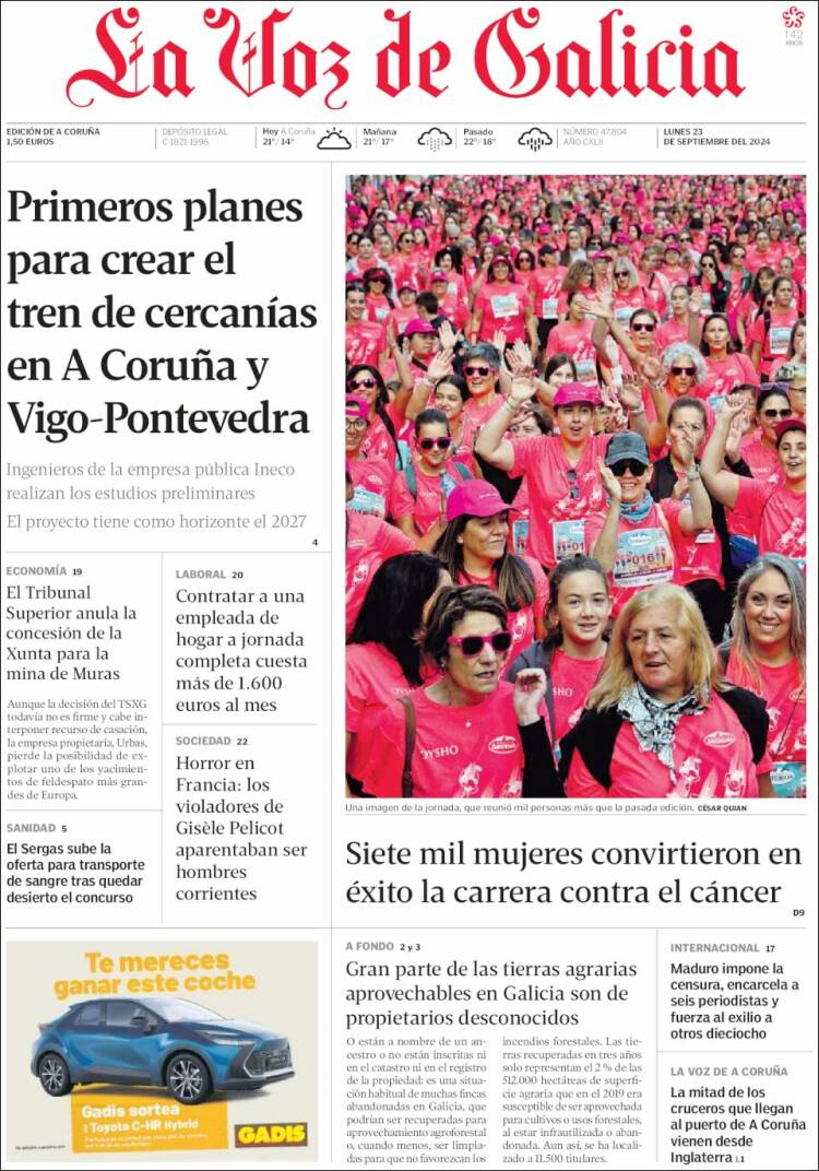Portada de La Voz de Galicia (España)