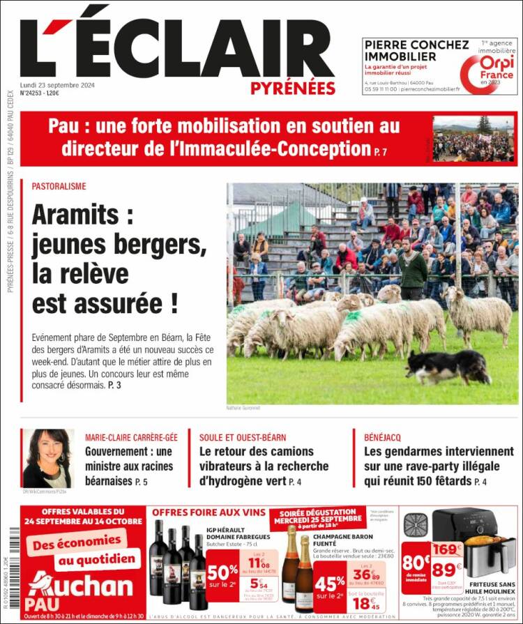 Portada de L'Eclair des Pyrénées (Francia)