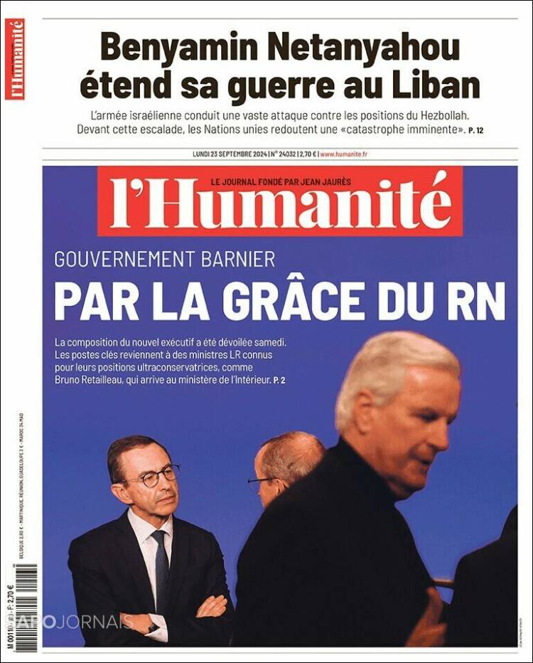 Portada de l'Humanite (Francia)