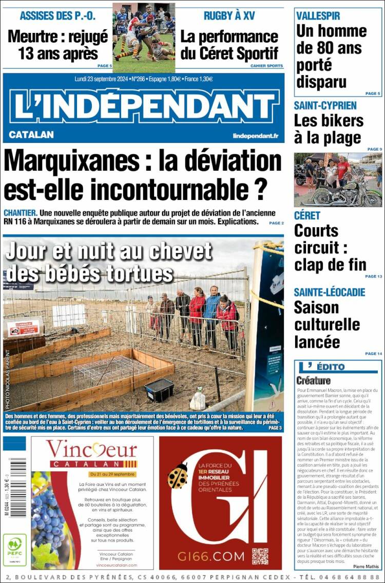 Portada de Le Indépendant (Francia)