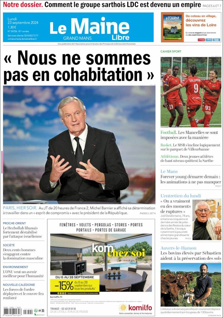 Portada de Le Maine Libre (Francia)