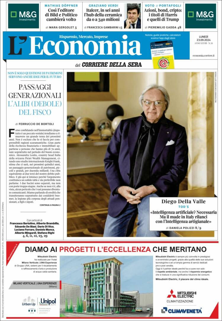 Portada de L'Economia (Italia)