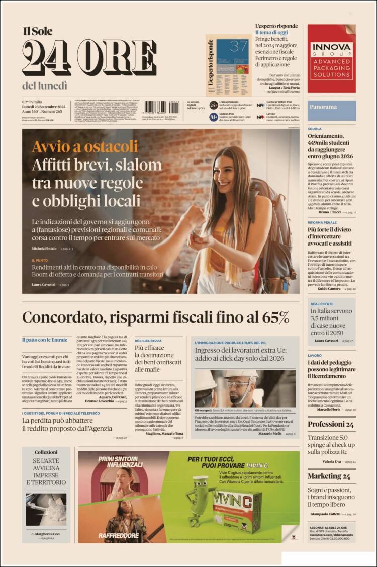 Portada de Il Sole 24 ORE (Italia)