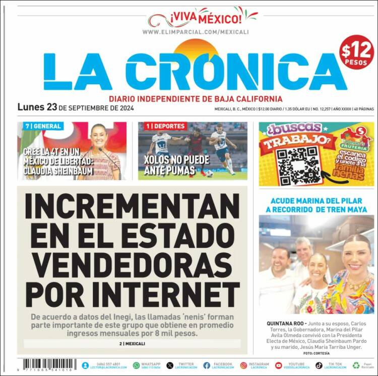Portada de La Crónica de Baja California (M&eacute;xico)