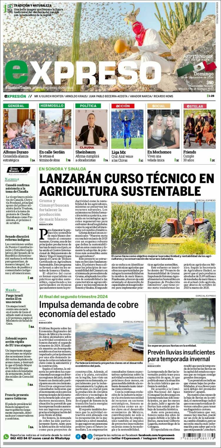 Portada de Expreso (M&eacute;xico)