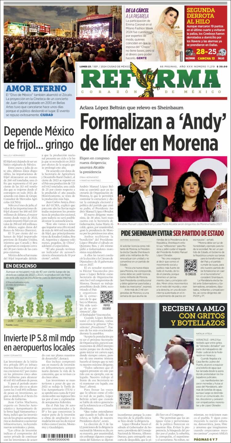 Portada de Reforma (M&eacute;xico)