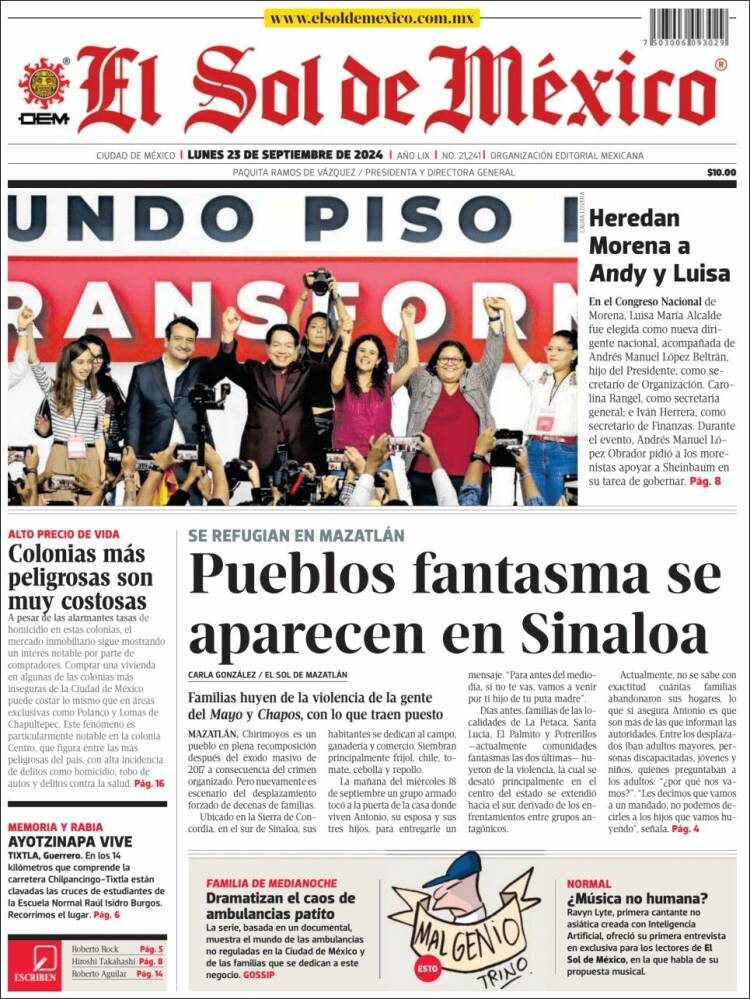 Portada de El Sol de México (M&eacute;xico)