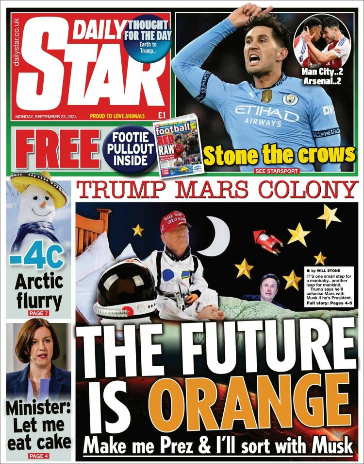 Portada de Daily Star (Reino Unido)