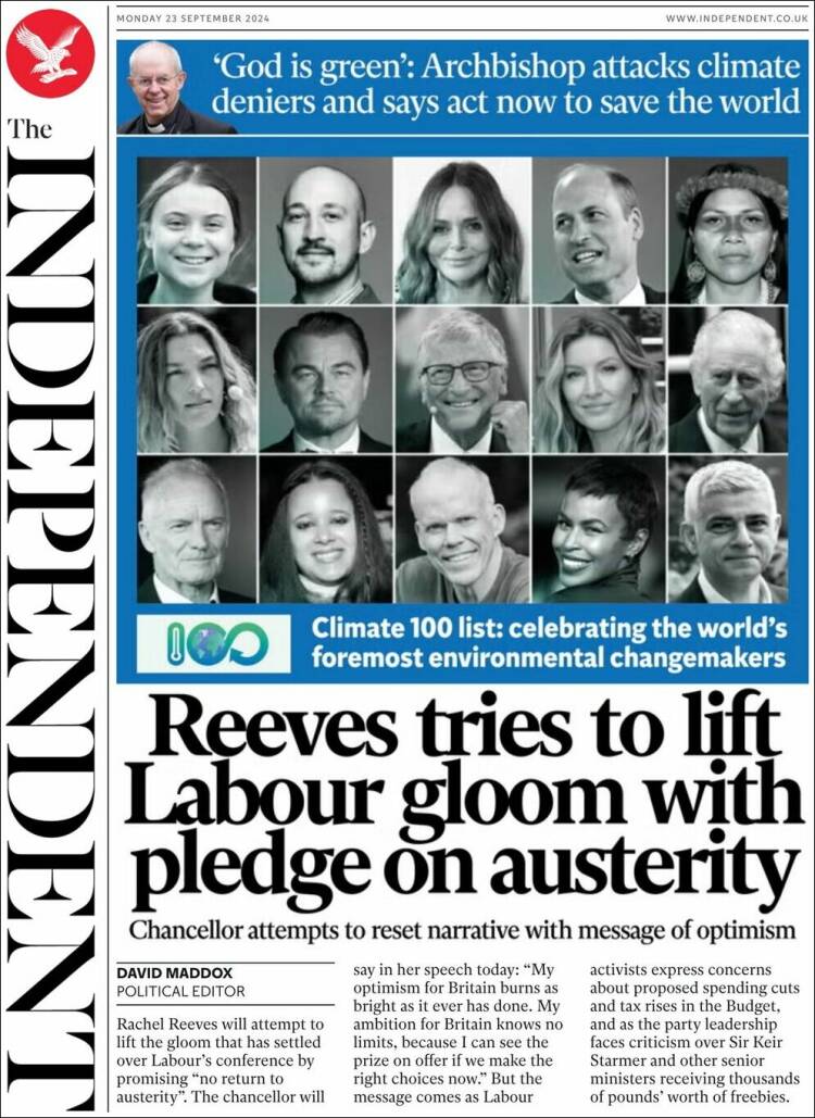 Portada de The Independent (Reino Unido)