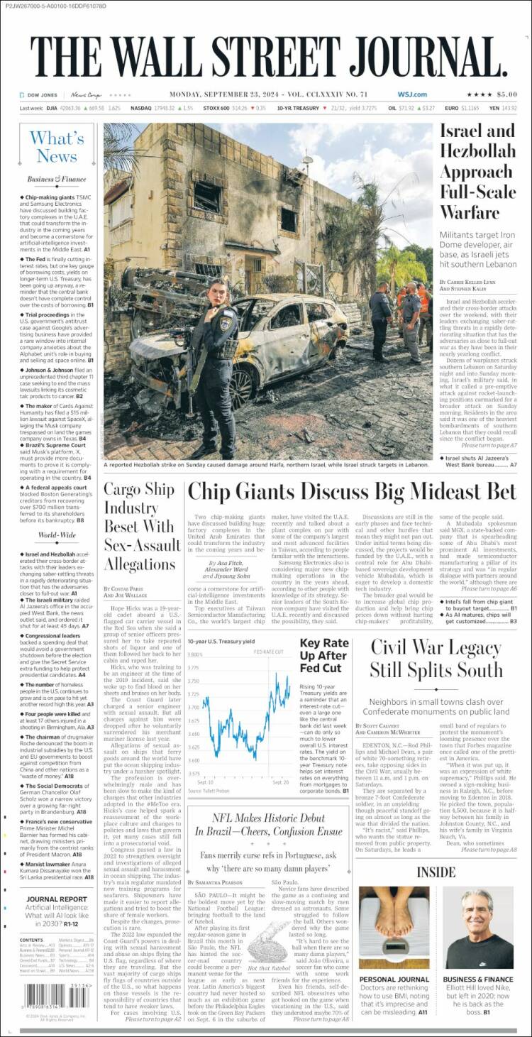 Portada de Wall Street Journal (USA)