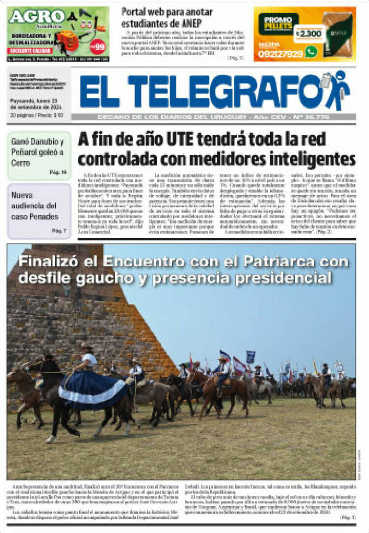 Portada de El Telégrafo (Uruguay)