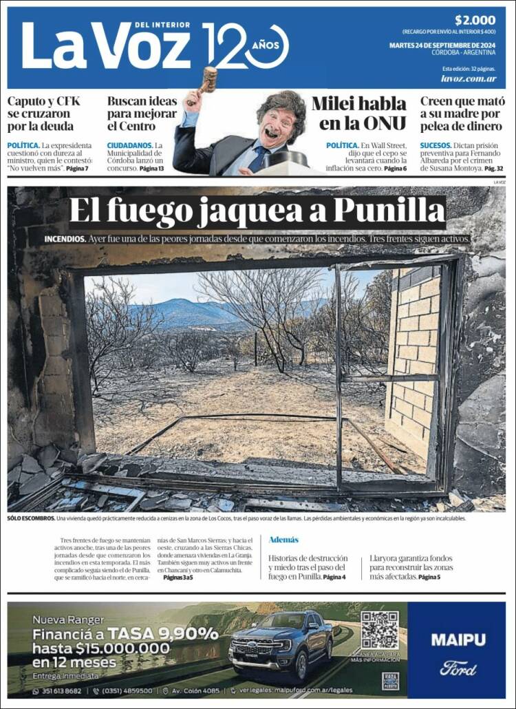 Portada de La Voz del Interior (Argentina)