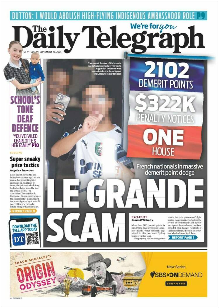 Portada de The Daily Telegraph (Australia)