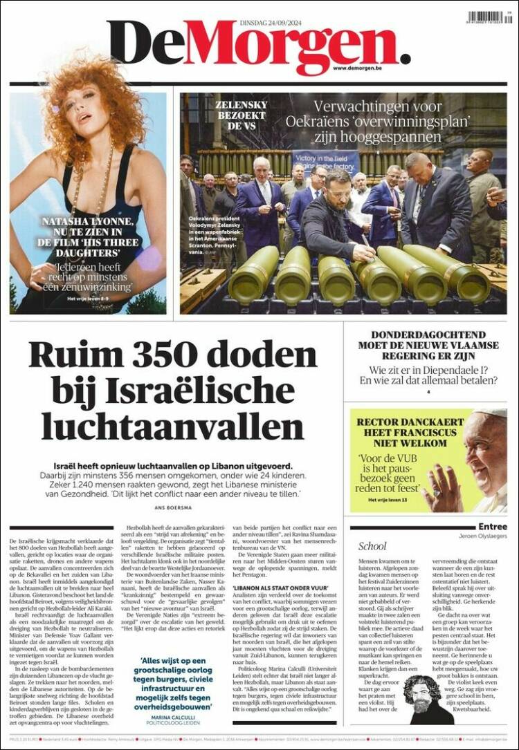 Portada de De Morgen (B&eacute;lgica)