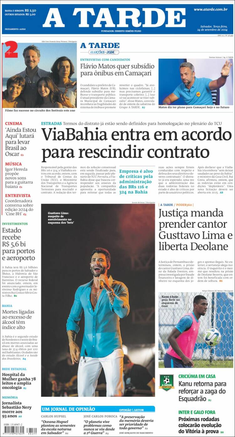 Portada de Diário A Tarde (Brasil)