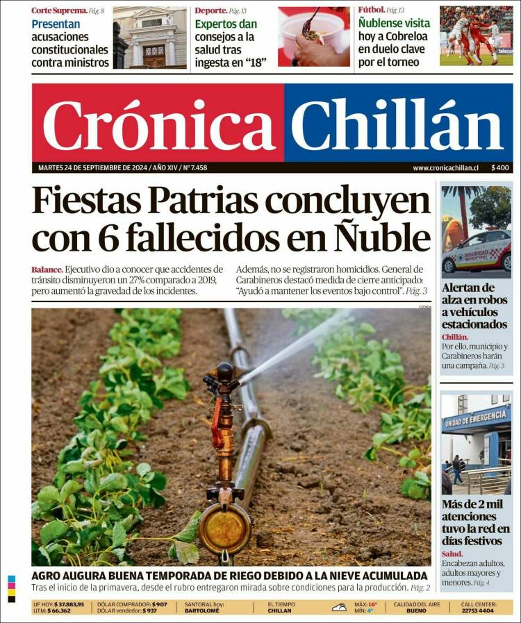 Portada de Crónica Chillán (Chile)