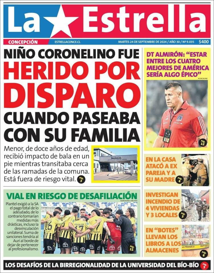 Portada de La Estrella de Concepción (Chile)