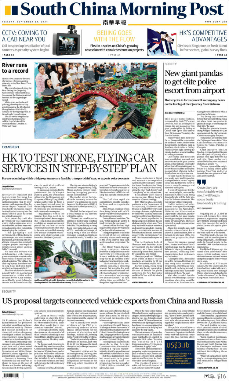Portada de South China Morning Post (China)