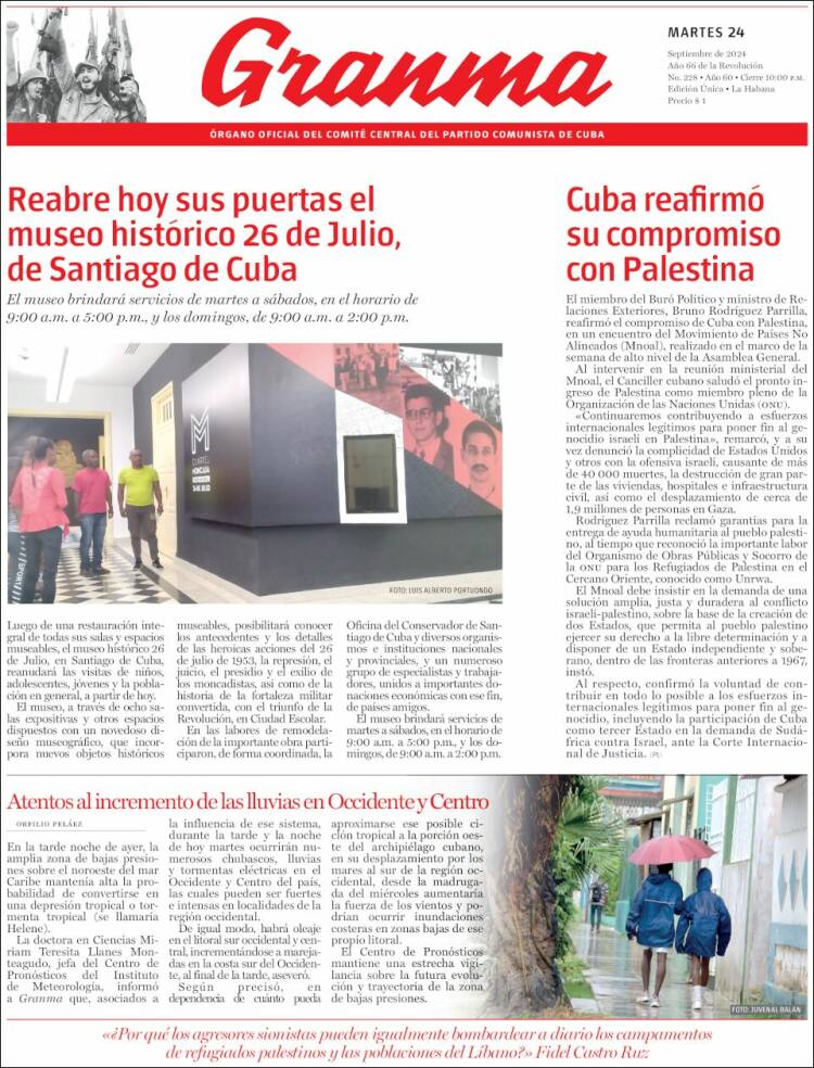 Portada de Granma (Cuba)